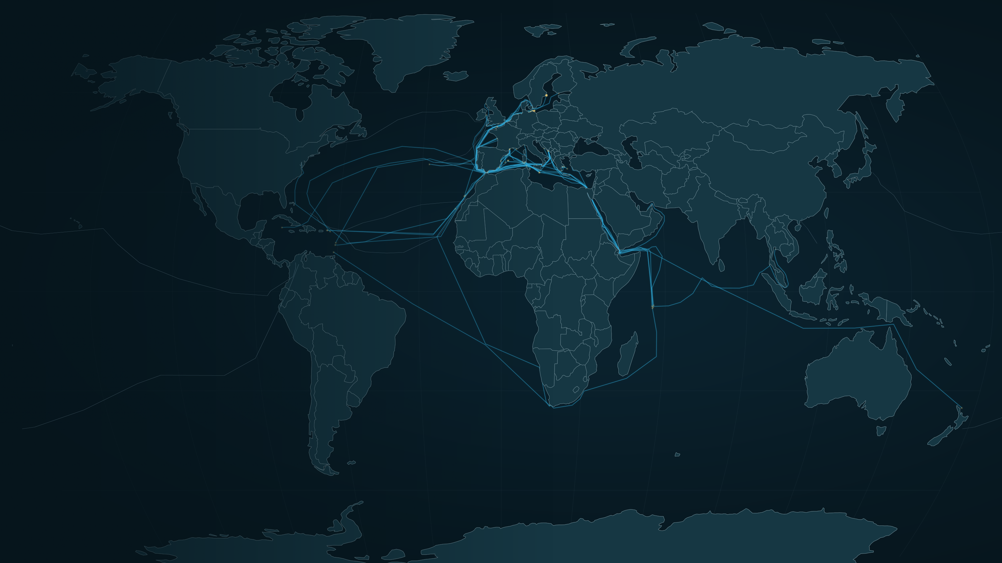 Global yacht delivery route network across the Atlantic, Mediterranean and beyond